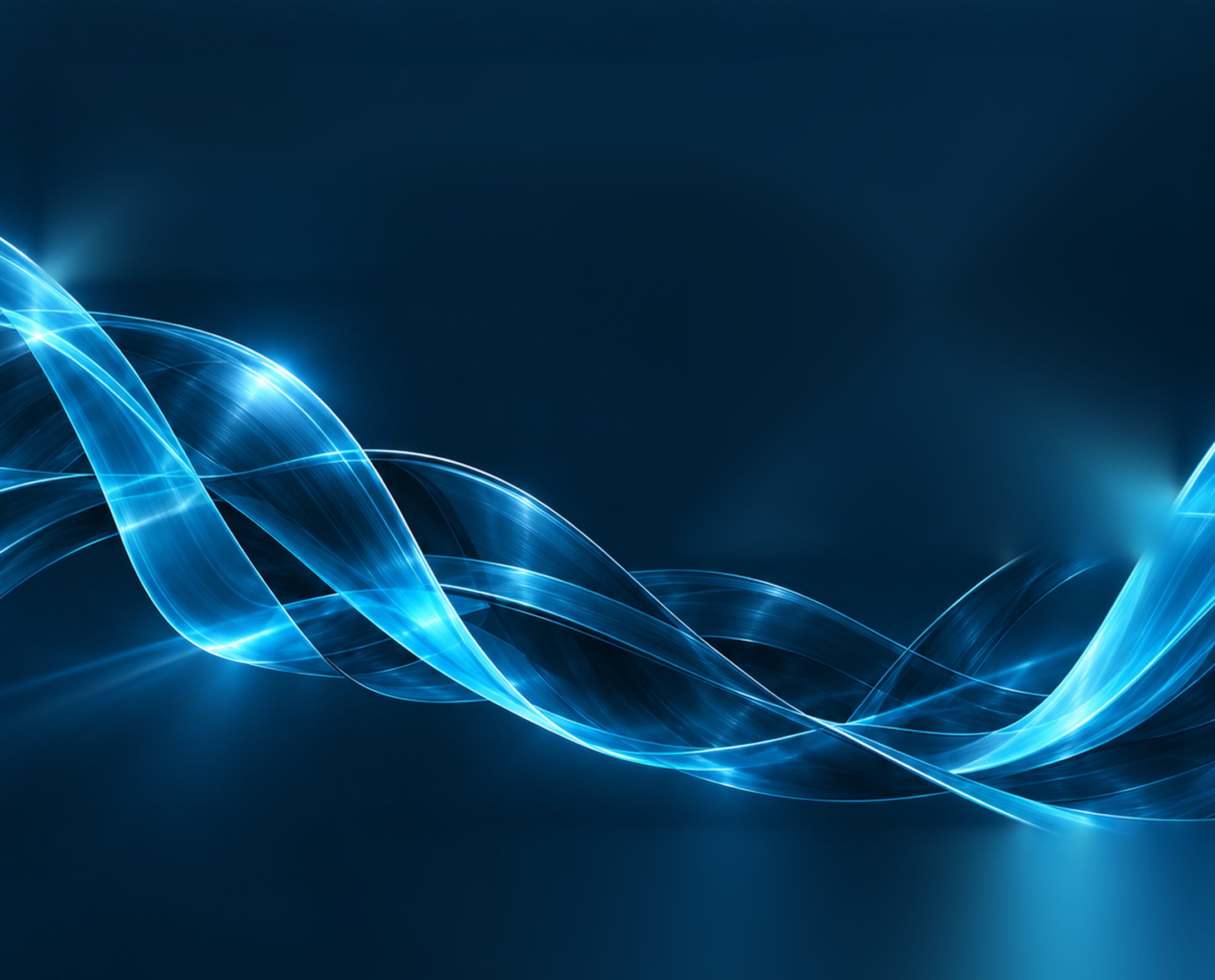 Flowing cyan and blue ribbon artwork